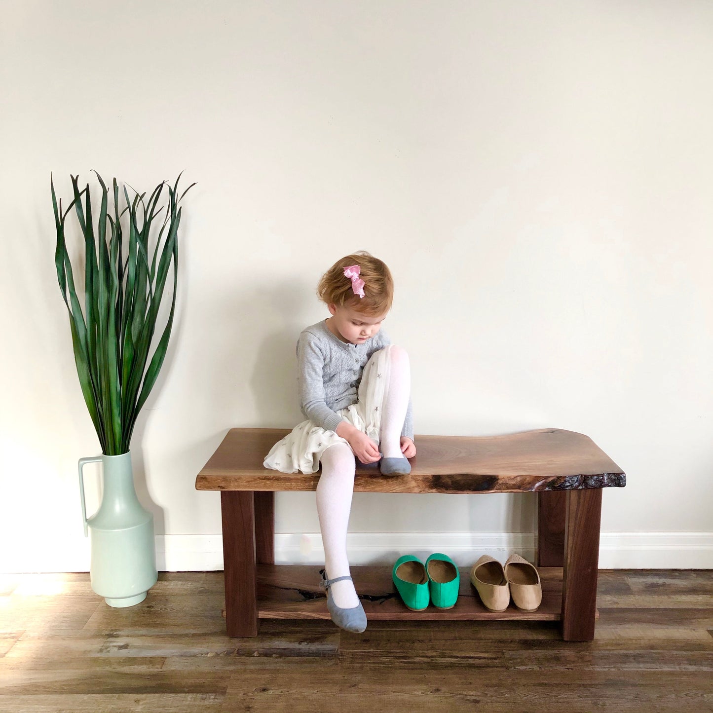 Wolseley Bench - Live Edge Wood Entryway Shoe Bench