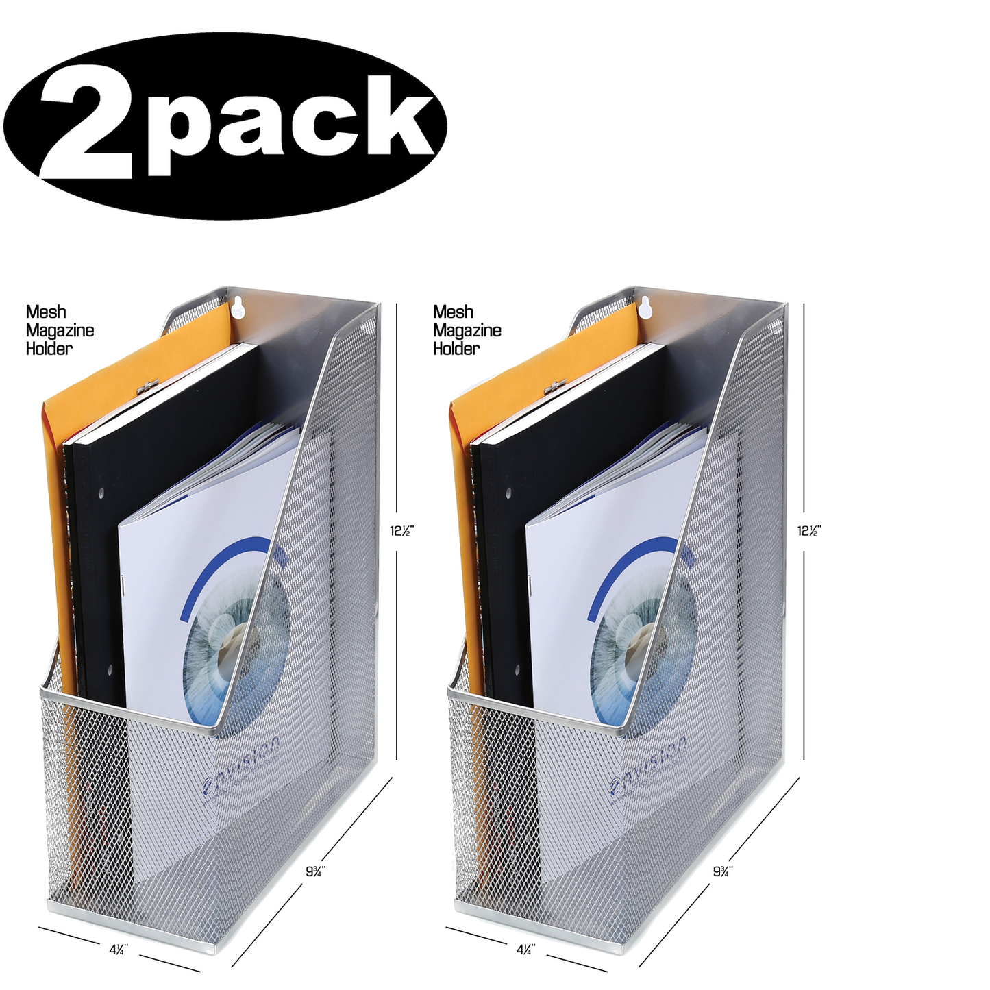 YBM Home Metal Wall Mount Magazine Rack File Holder for Home and Office, 12” X 10” X 4.5” Silver Furniture > Cabinets & Storage > Magazine Racks YBM Home Silver 2