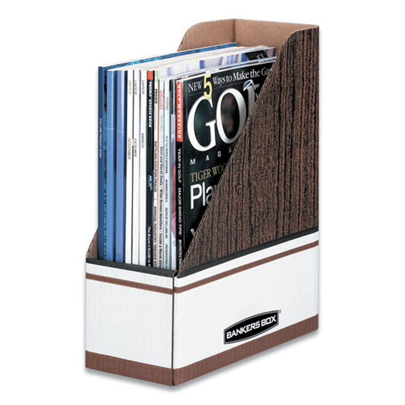 4 In. X 9 In. X 11.75 In. Corrugated Cardboard Magazine File - Wood Grain (12/Carton)