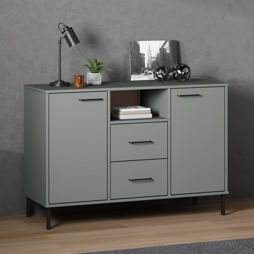 Sideboard With Metal Legs 44.5"X5.7"X30.3" Solid Wood Oslo