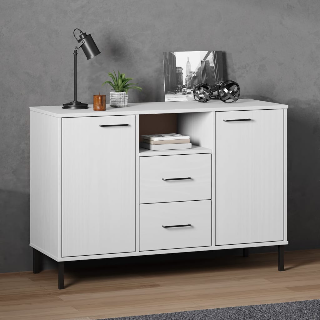 Sideboard With Metal Legs 44.5"X5.7"X30.3" Solid Wood Oslo