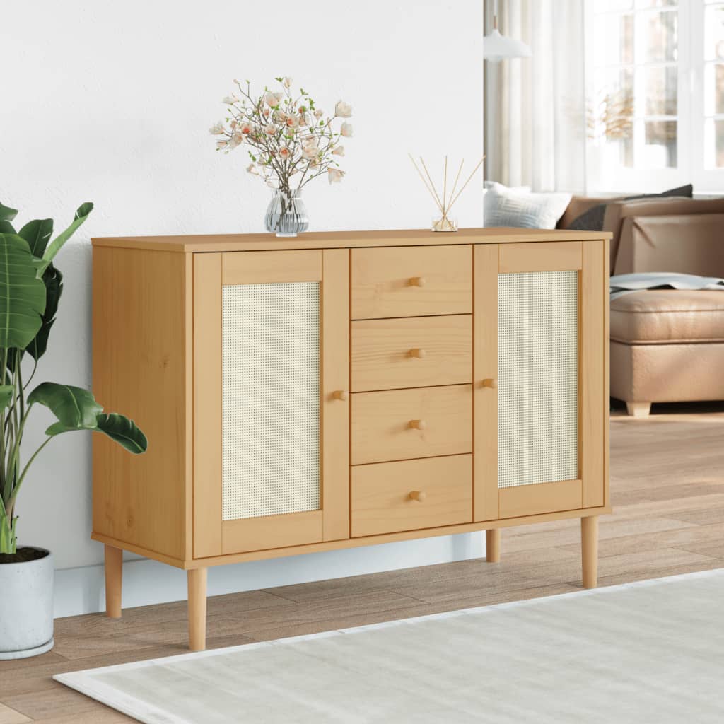 Sideboard Senja Rattan Look 44."X5.7"X3.5" Solid Wood Pine