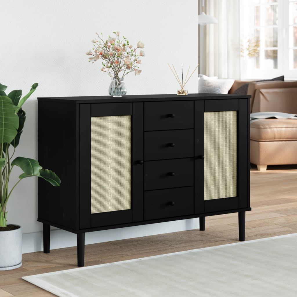 Sideboard Senja Rattan Look 44."X5.7"X3.5" Solid Wood Pine