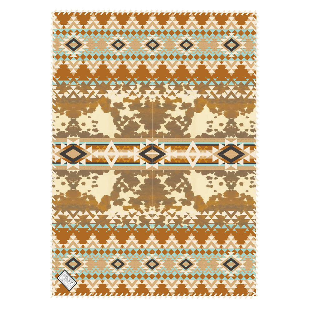 "Hooey Fleece Blanket" Tan/Cream /Orange Cow Print