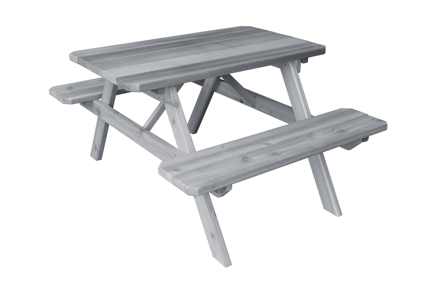 A&L FURNITURE CO. Western Red Cedar 4' Table w/Attached Benches - Specify for FREE 2" Umbrella Hole - LEAD TIME TO SHIP 2 WEEKS