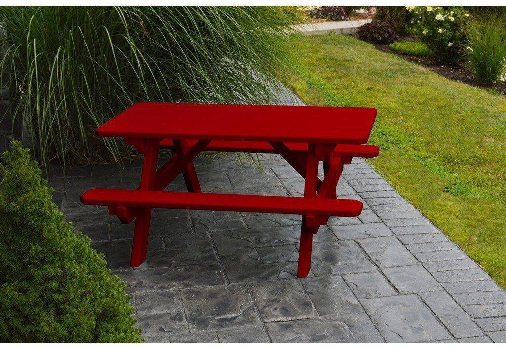 A & L Furniture Co. Yellow Pine Kid's Table (22" Wide) - Specify for FREE 2" Umbrella Hole - Ships FREE in 5-7 Business days - Rocking Furniture