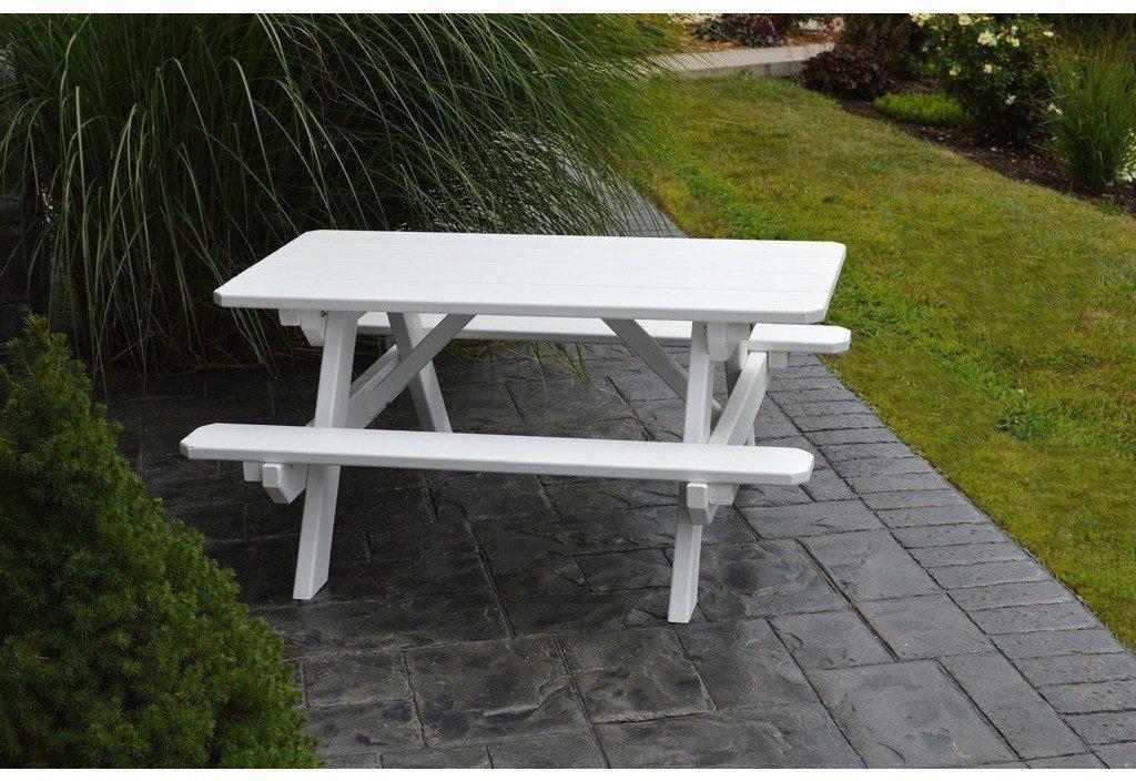 A & L Furniture Co. Yellow Pine Kid's Table (22" Wide) - Specify for FREE 2" Umbrella Hole - Ships FREE in 5-7 Business days - Rocking Furniture