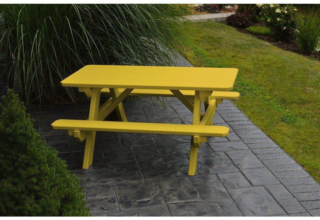 A & L Furniture Co. Yellow Pine Kid's Table (22" Wide) - Specify for FREE 2" Umbrella Hole - Ships FREE in 5-7 Business days - Rocking Furniture