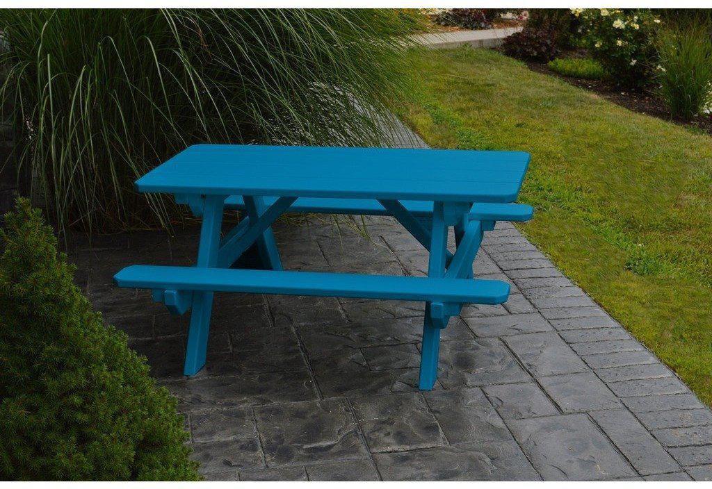 A & L Furniture Co. Yellow Pine Kid's Table (22" Wide) - Specify for FREE 2" Umbrella Hole - Ships FREE in 5-7 Business days - Rocking Furniture