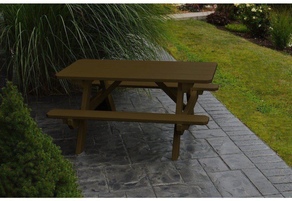 A & L Furniture Co. Yellow Pine Kid's Table (22" Wide) - Specify for FREE 2" Umbrella Hole - Ships FREE in 5-7 Business days - Rocking Furniture