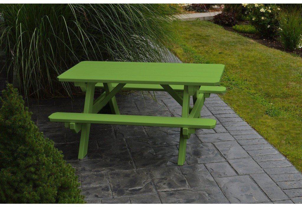A & L Furniture Co. Yellow Pine Kid's Table (22" Wide) - Specify for FREE 2" Umbrella Hole - Ships FREE in 5-7 Business days - Rocking Furniture