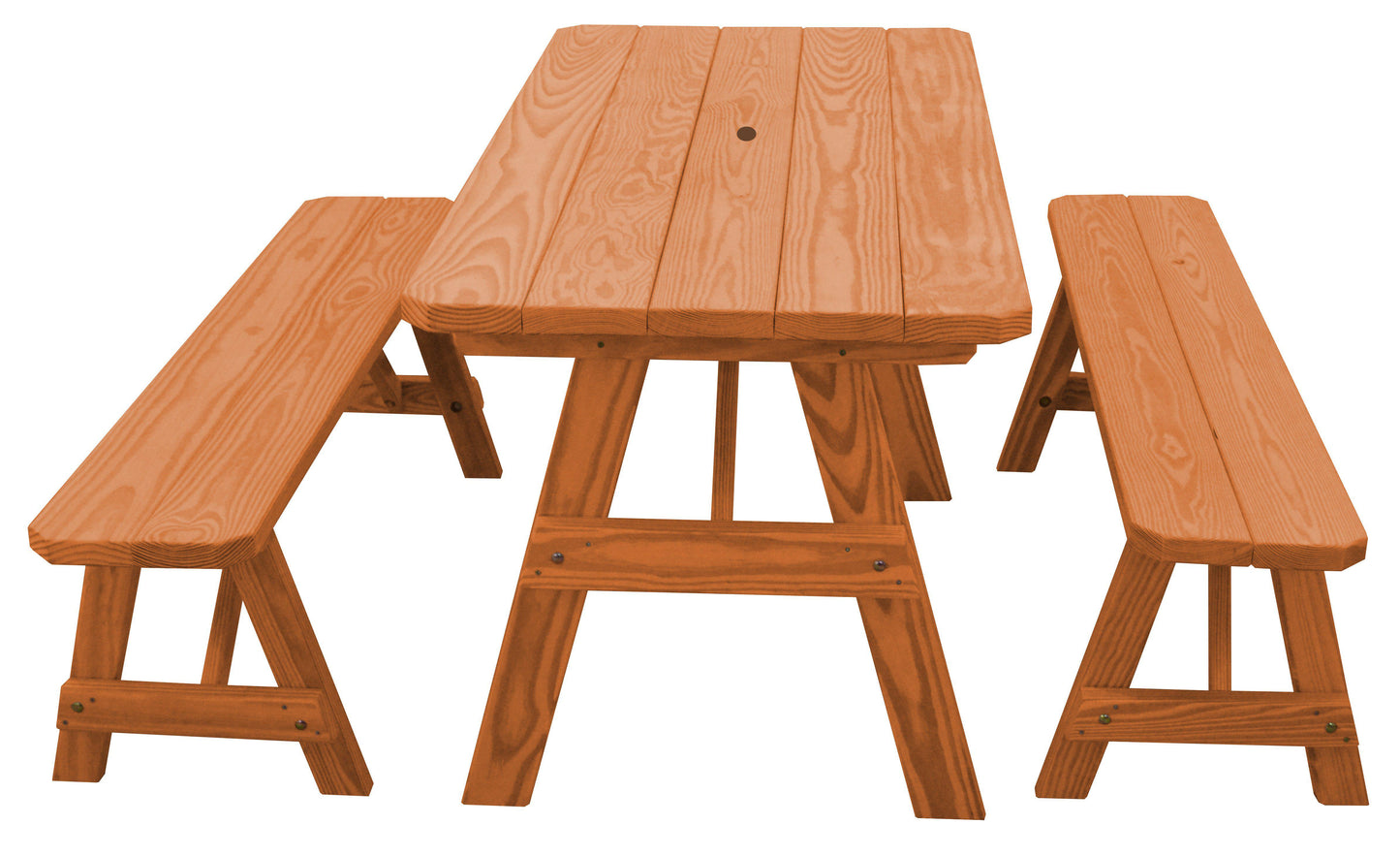 A&L Furniture Co. Yellow Pine Traditional 5' Table with 2 Benches - LEAD TIME TO SHIP 10 BUSINESS DAYS