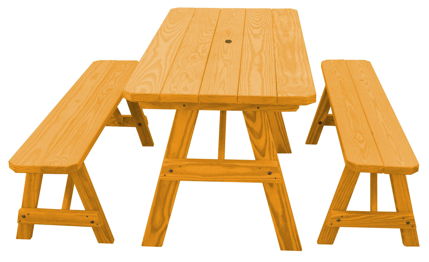 A&L Furniture Co. Yellow Pine Traditional 5' Table with 2 Benches - LEAD TIME TO SHIP 10 BUSINESS DAYS