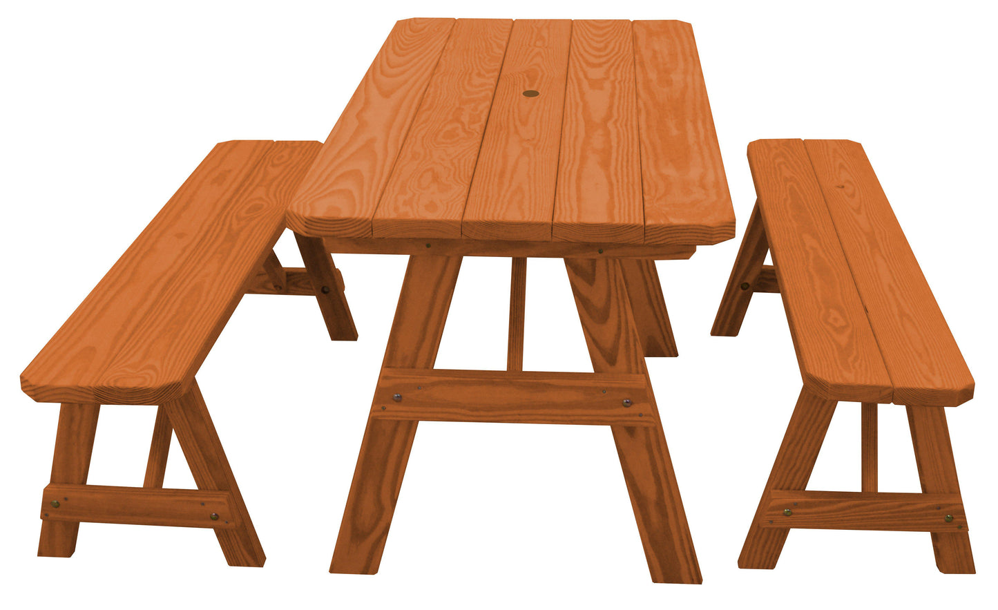 A&L Furniture Co. Yellow Pine Traditional 5' Table with 2 Benches - LEAD TIME TO SHIP 10 BUSINESS DAYS