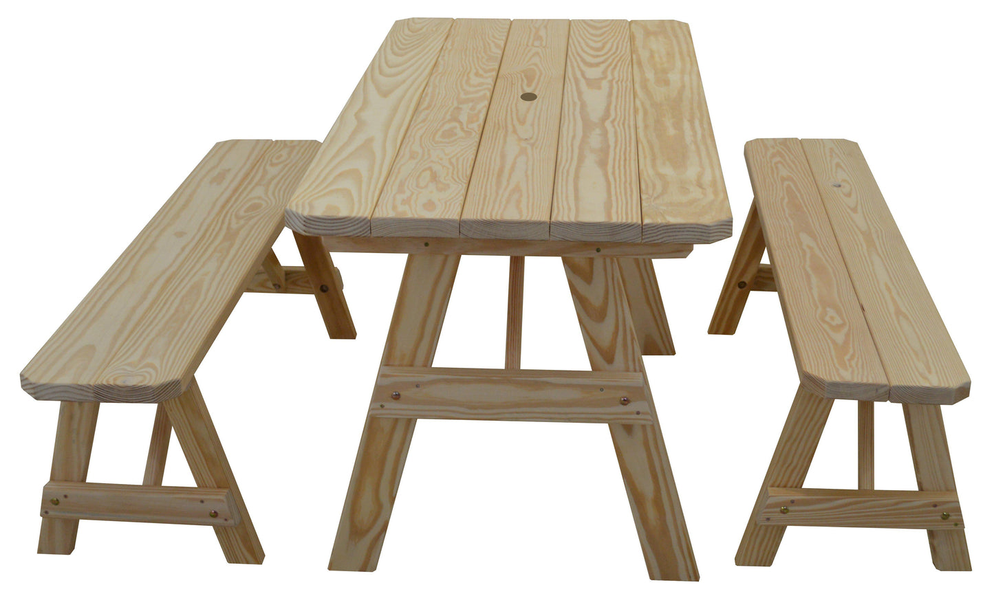 A&L Furniture Co. Yellow Pine Traditional 5' Table with 2 Benches - LEAD TIME TO SHIP 10 BUSINESS DAYS