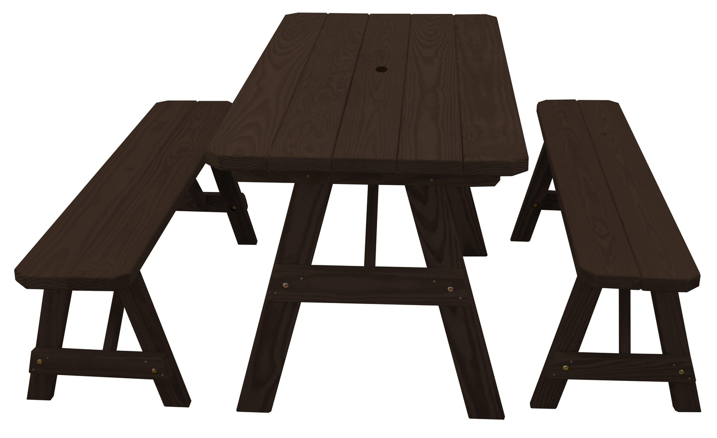 A&L Furniture Co. Yellow Pine Traditional 5' Table with 2 Benches - LEAD TIME TO SHIP 10 BUSINESS DAYS