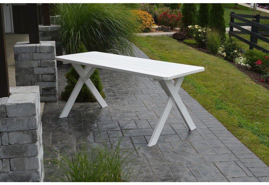 A & L Furniture Co. Yellow Pine 55" Cross-leg Table Only - Specify for Free 2" Umbrella Hole - Ships FREE in 5-7 Business days - Rocking Furniture