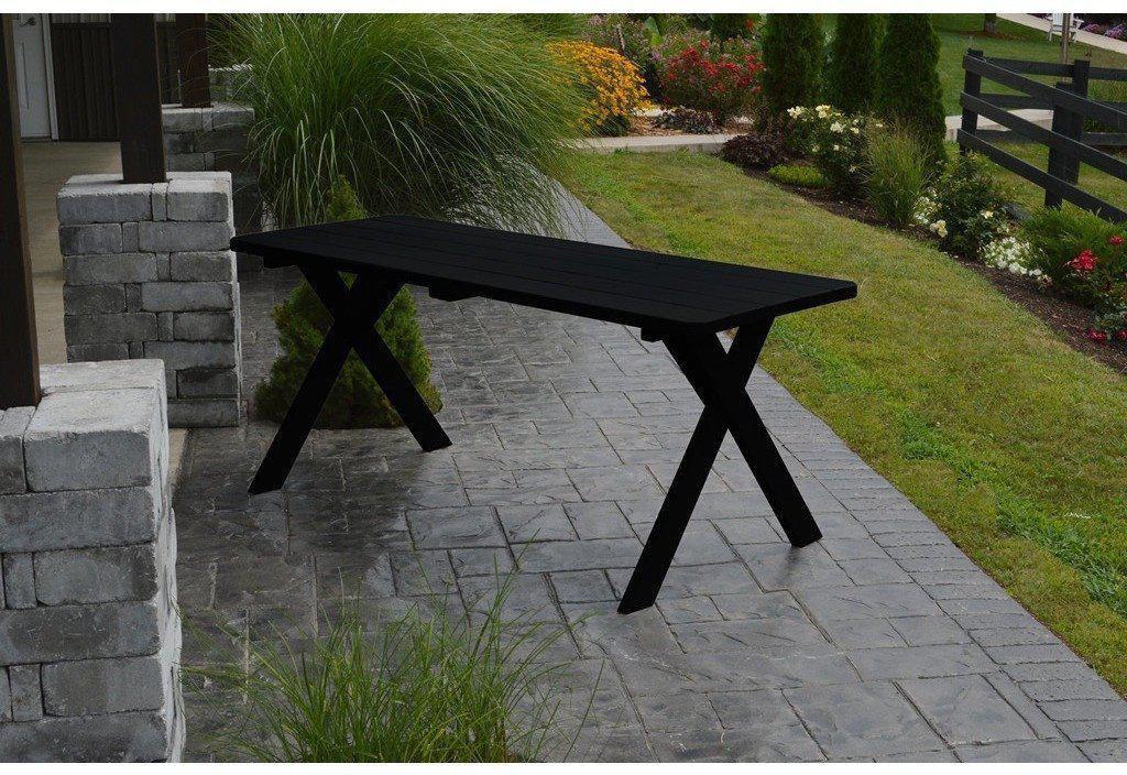 A & L Furniture Co. Yellow Pine 70" Cross-leg Table Only - Specify for Free 2" Umbrella Hole - Ships FREE in 5-7 Business days - Rocking Furniture