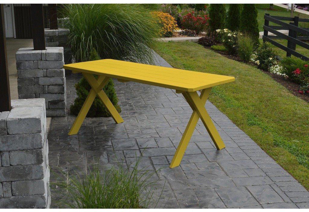 A & L Furniture Co. Yellow Pine 70" Cross-leg Table Only - Specify for Free 2" Umbrella Hole - Ships FREE in 5-7 Business days - Rocking Furniture