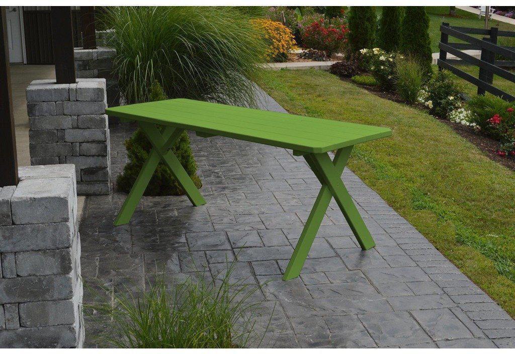 A & L Furniture Co. Yellow Pine 70" Cross-leg Table Only - Specify for Free 2" Umbrella Hole - Ships FREE in 5-7 Business days - Rocking Furniture