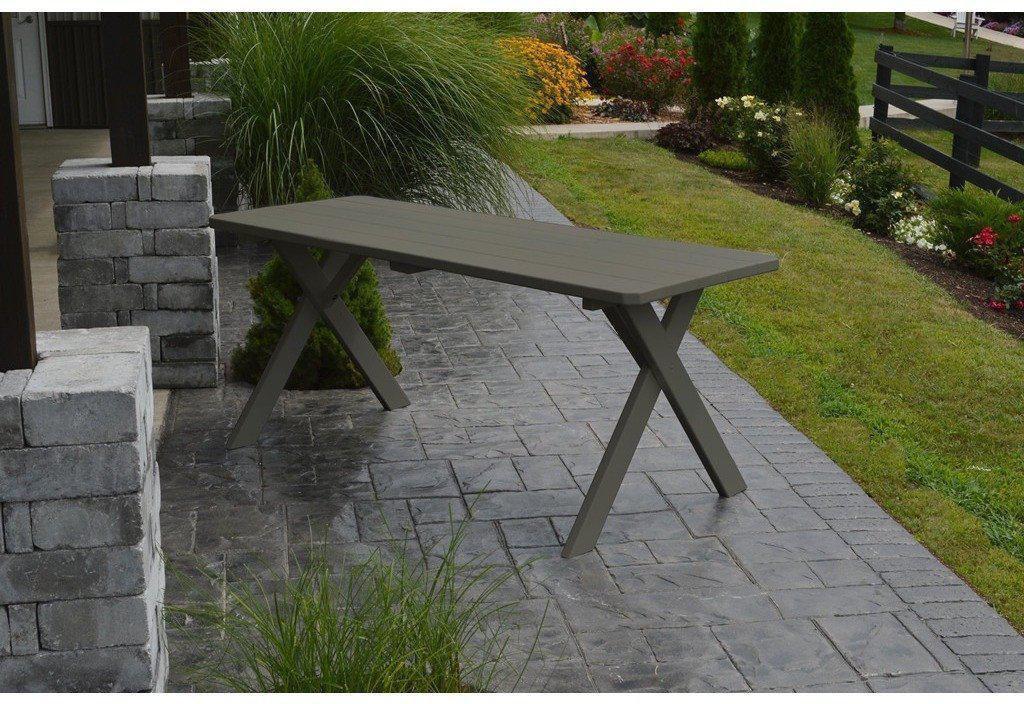A & L Furniture Co. Yellow Pine 70" Cross-leg Table Only - Specify for Free 2" Umbrella Hole - Ships FREE in 5-7 Business days - Rocking Furniture