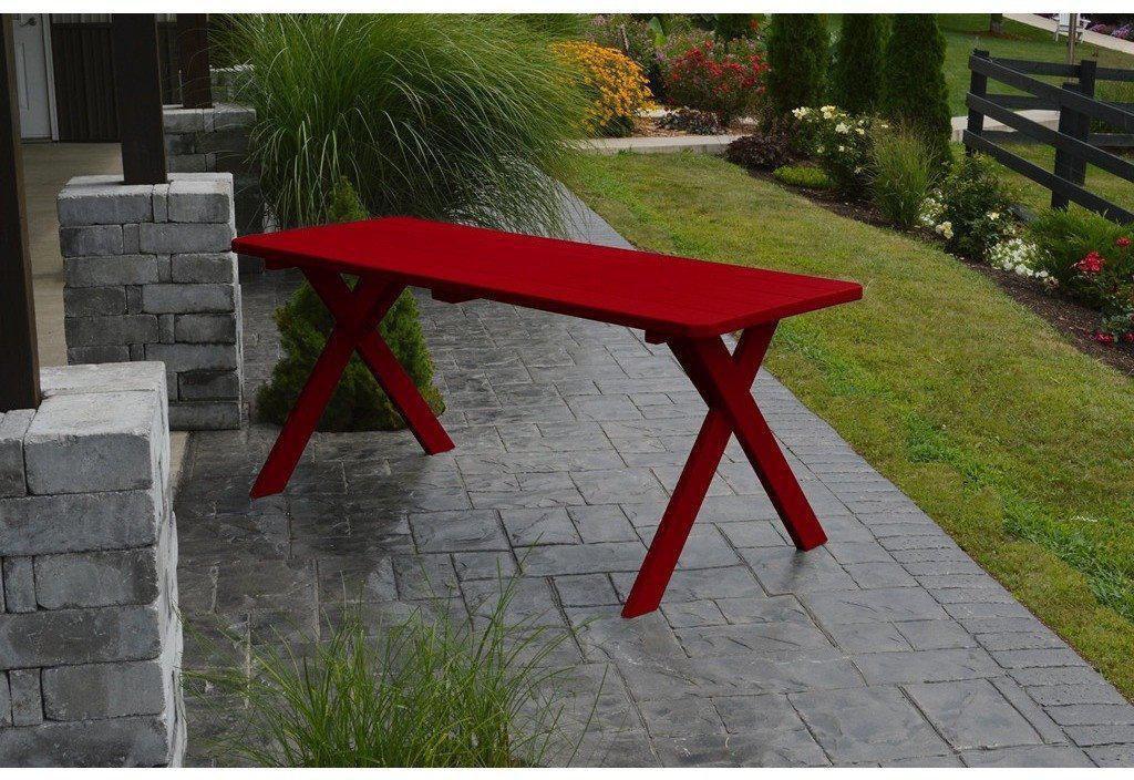 A & L Furniture Co. Yellow Pine 70" Cross-leg Table Only - Specify for Free 2" Umbrella Hole - Ships FREE in 5-7 Business days - Rocking Furniture