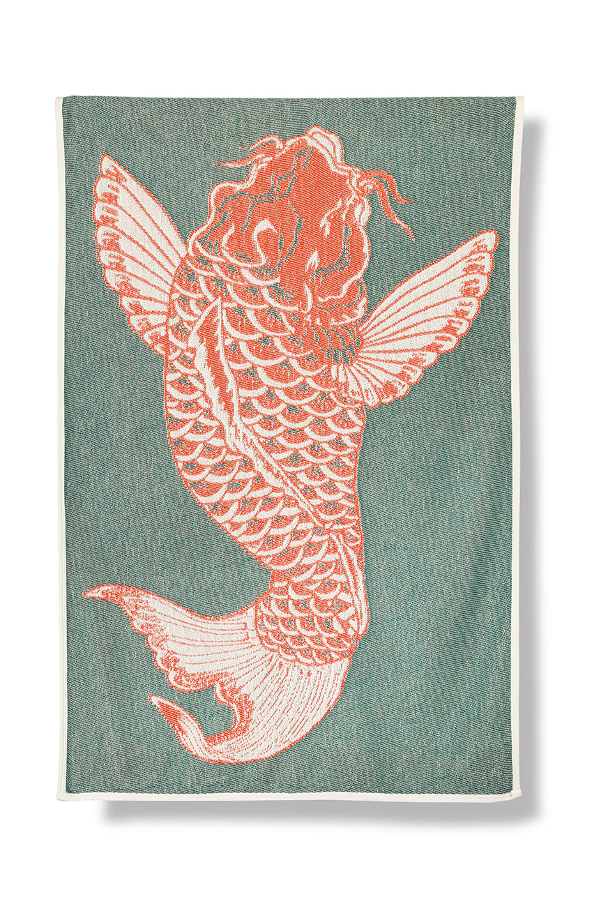 "Koi" Cotton Beach Towel / Mini Blanket by Michele Rondelli