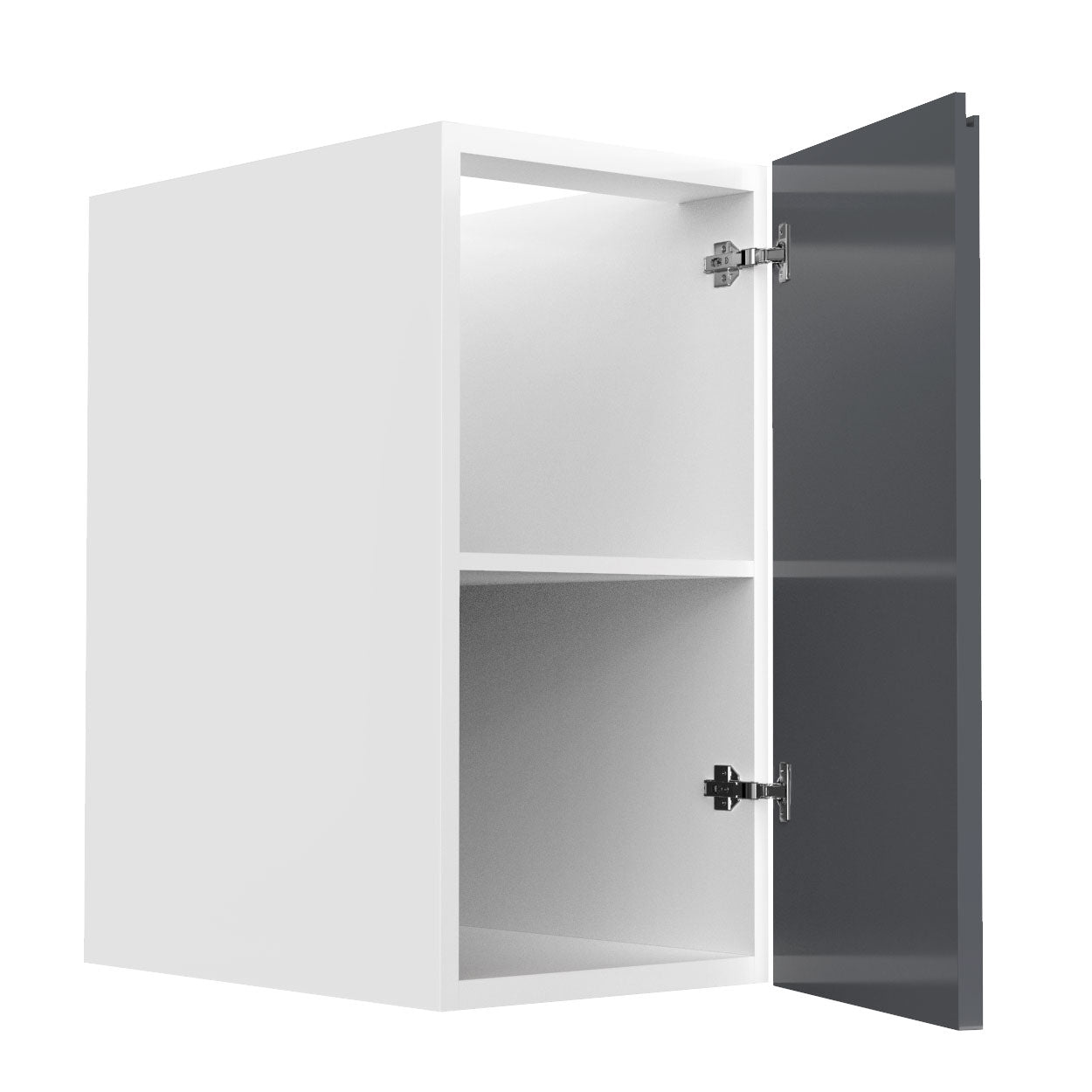 RTA - Lacquer Grey - Full Height Single Door Base Cabinets | 15"W x 30"H x 23.8"D