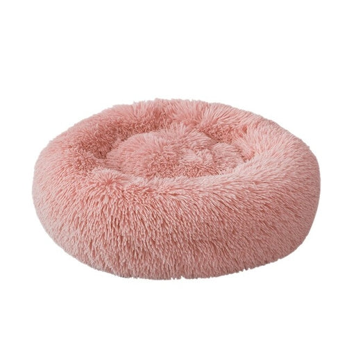 Soft Long Plush Cat Bed House Round Pet Cat Cave Grey Ismene