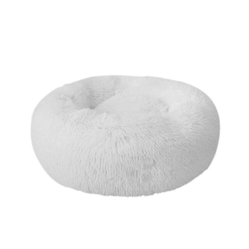 Soft Long Plush Cat Bed House Round Pet Cat Cave Grey Ismene