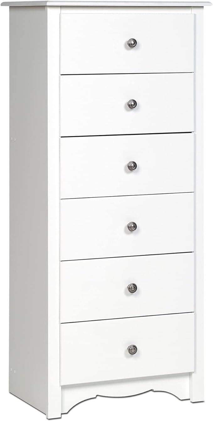 Sonoma 6 Drawer Tall Chest For Bedroom, 17.65" D x 23.25" W x 53" H, Black