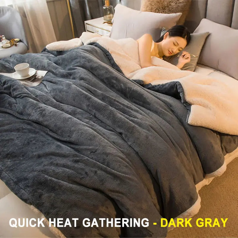 Wool Blanket Throw Keep Warm Winter Bed Blankets Double Sided Queen Duvet Cover Camping Double Bed Cover Bedspread on the bed ShopOnlyDeal