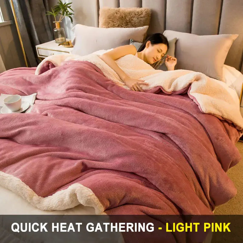 Wool Blanket Throw Keep Warm Winter Bed Blankets Double Sided Queen Duvet Cover Camping Double Bed Cover Bedspread on the bed ShopOnlyDeal