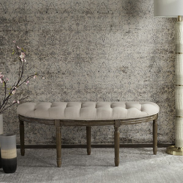 Abilene Tufted Rustic Semi Circle Bench