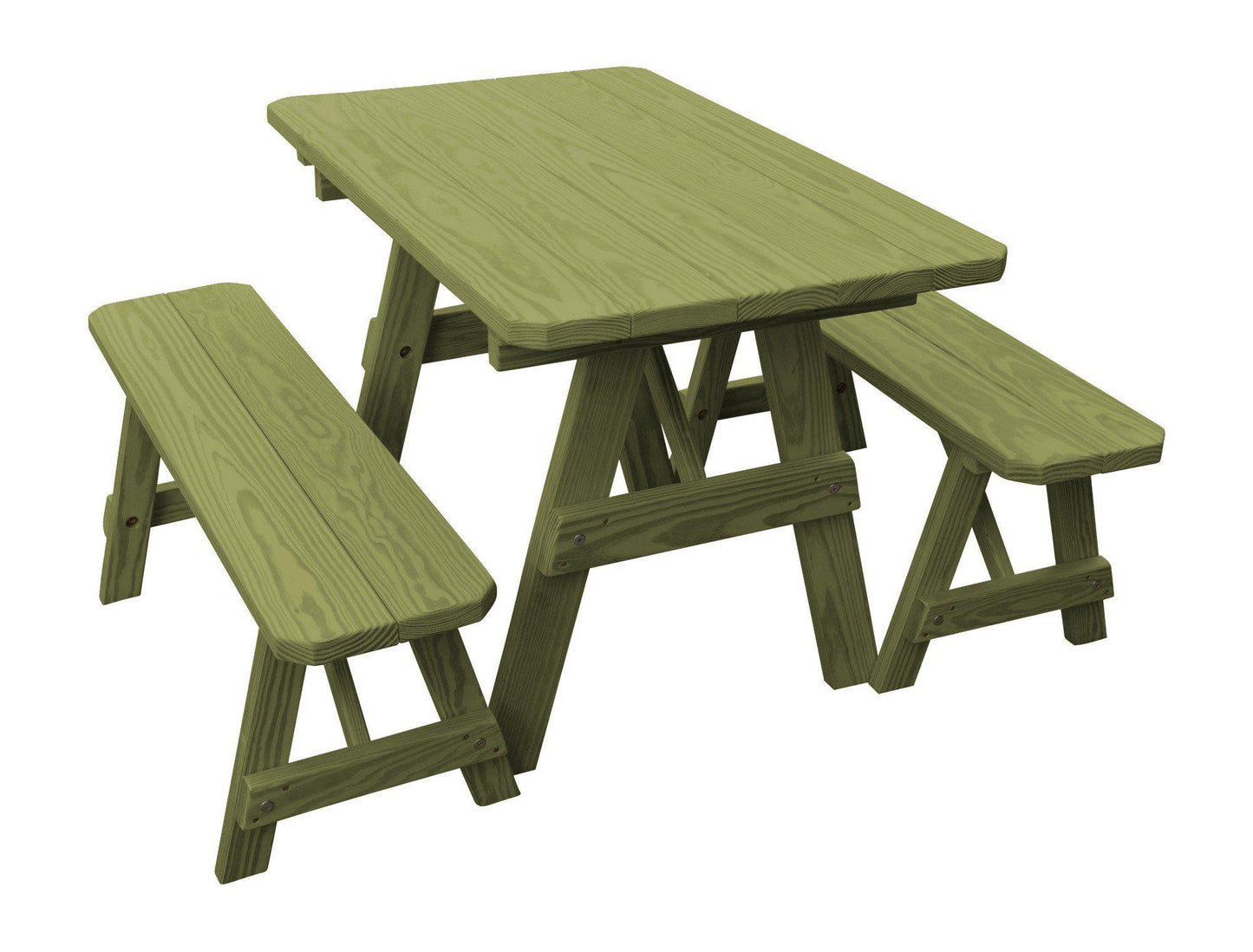 A&L Furniture Co. Pressure Treated Pine 4' Traditional Table w/2 Benches - LEAD TIME TO SHIP 10 BUSINESS DAYS