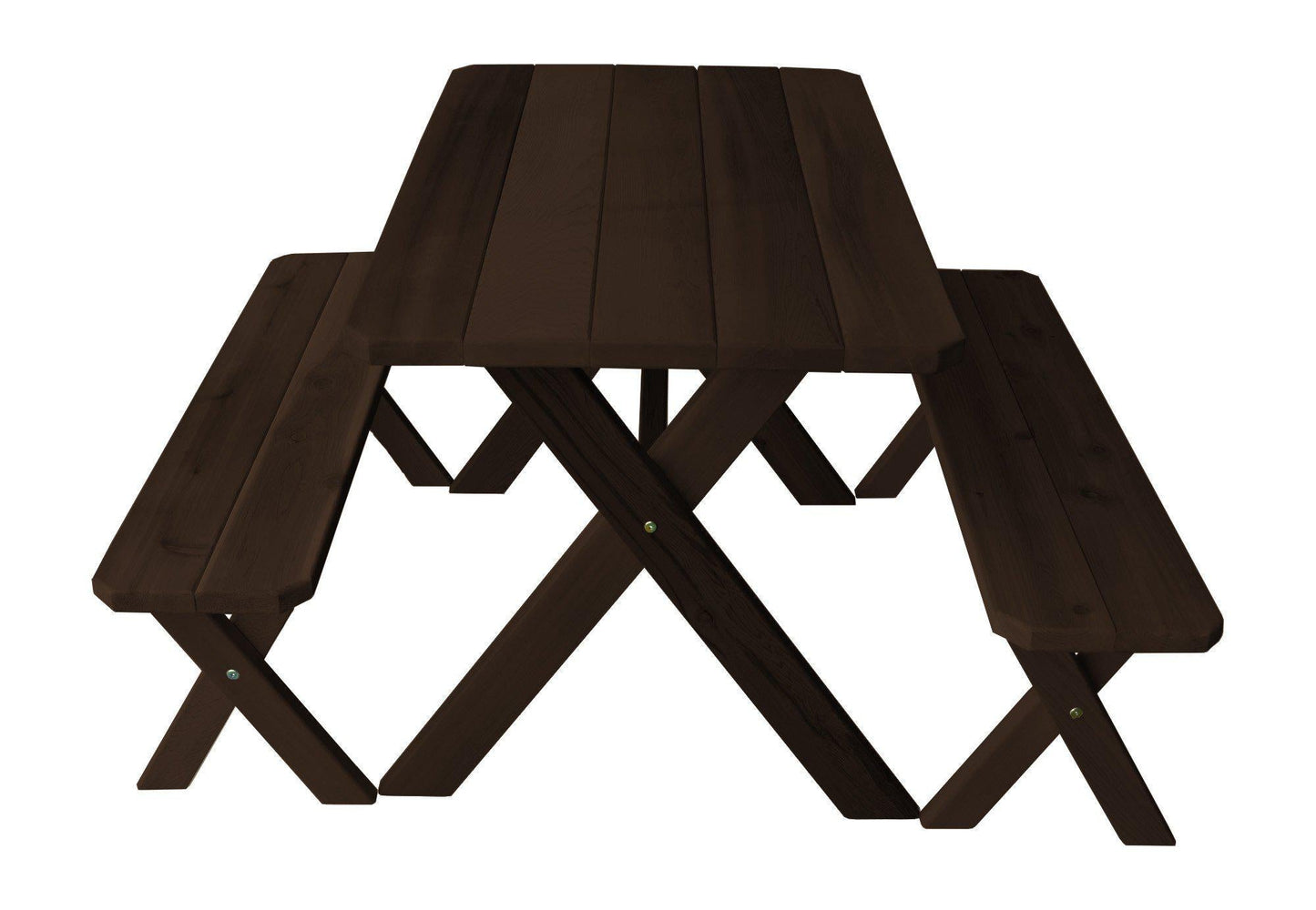 A&L FURNITURE CO. Western Red Cedar 4' Cross-leg Table w/2 Benches - Specify for FREE 2" Umbrella Hole - LEAD TIME TO SHIP 2 WEEKS