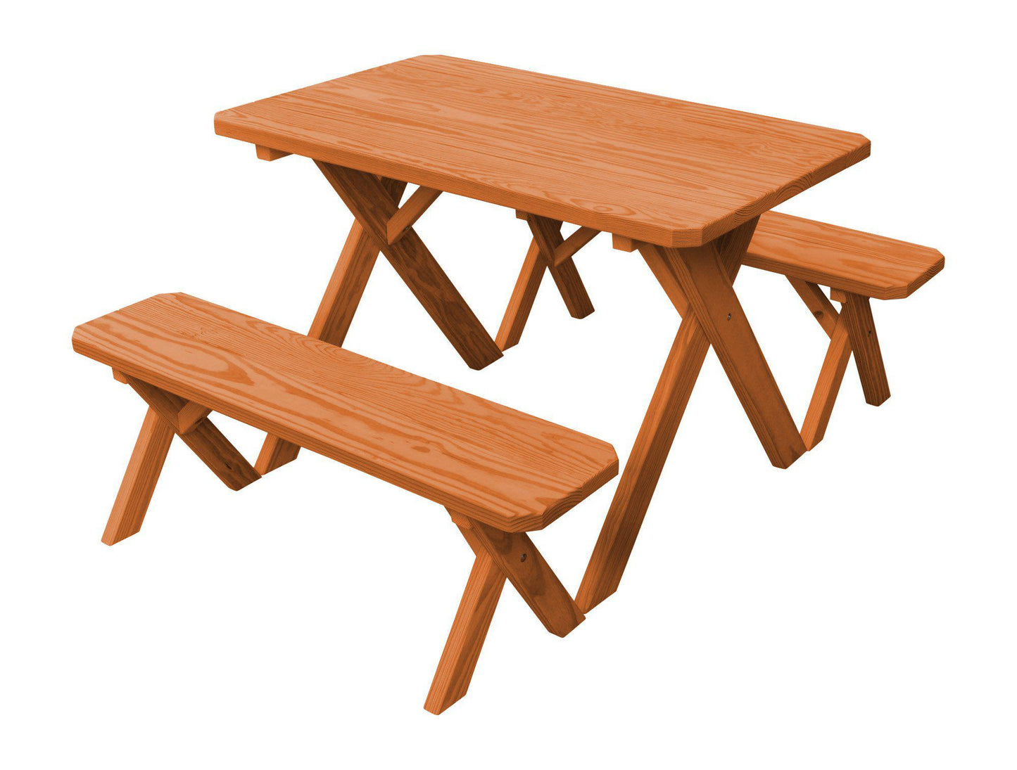A&L Furniture Co. Pressure Treated Pine 4' Cross-leg Table w/2 Benches - LEAD TIME TO SHIP 10 BUSINESS DAYS