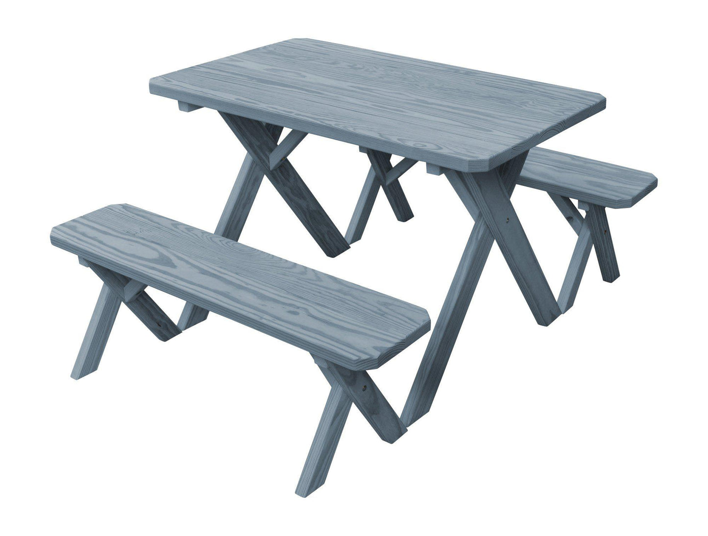 A&L Furniture Co. Pressure Treated Pine 4' Cross-leg Table w/2 Benches - LEAD TIME TO SHIP 10 BUSINESS DAYS