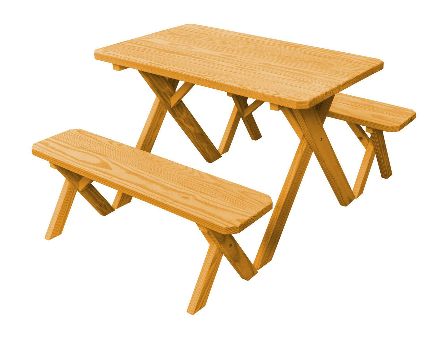 A&L Furniture Co. Pressure Treated Pine 4' Cross-leg Table w/2 Benches - LEAD TIME TO SHIP 10 BUSINESS DAYS