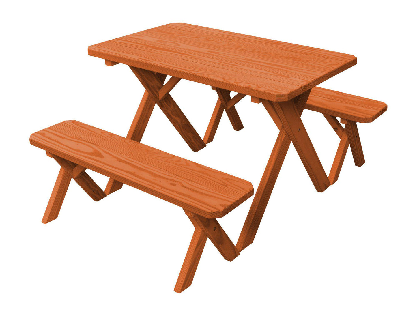 A&L Furniture Co. Pressure Treated Pine 4' Cross-leg Table w/2 Benches - LEAD TIME TO SHIP 10 BUSINESS DAYS