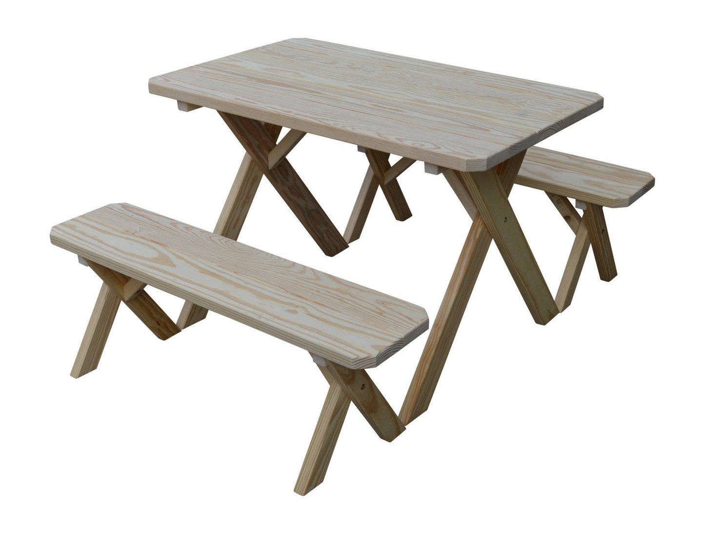 A&L Furniture Co. Pressure Treated Pine 4' Cross-leg Table w/2 Benches - LEAD TIME TO SHIP 10 BUSINESS DAYS