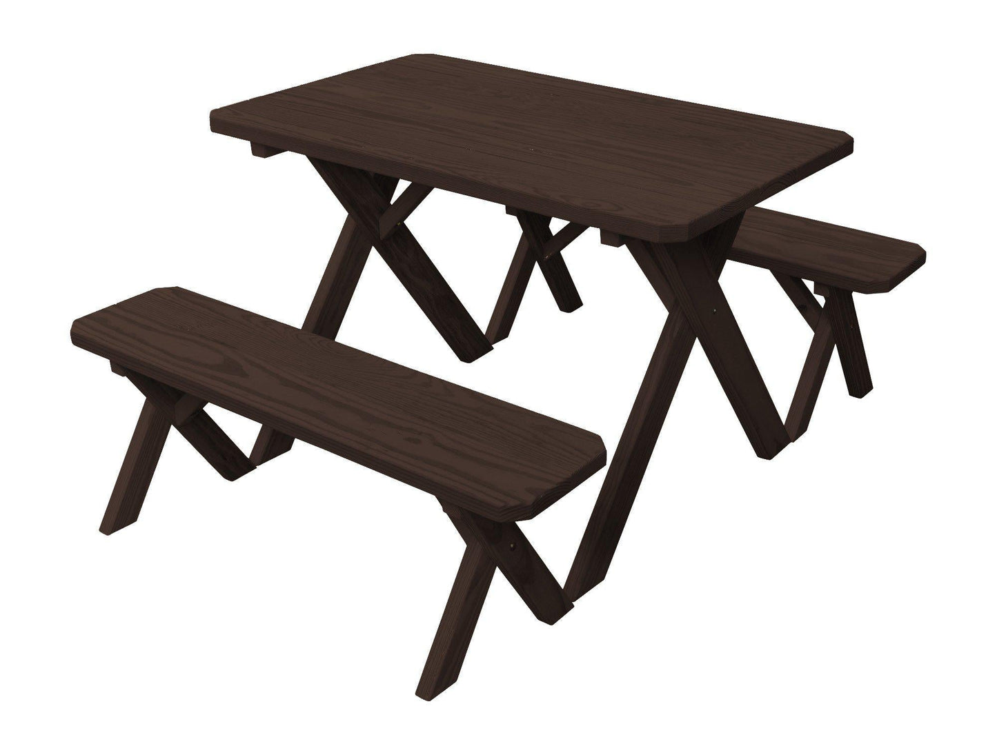 A&L Furniture Co. Pressure Treated Pine 4' Cross-leg Table w/2 Benches - LEAD TIME TO SHIP 10 BUSINESS DAYS