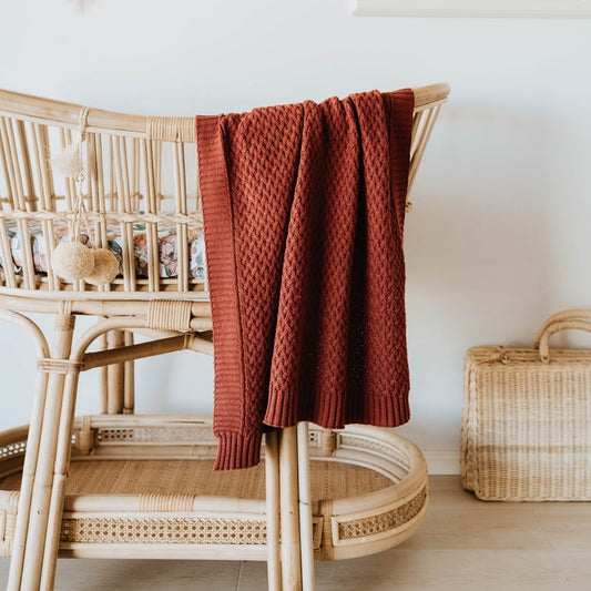 Snuggle Hunny Kids - Diamond Knit Baby Blanket | Umber