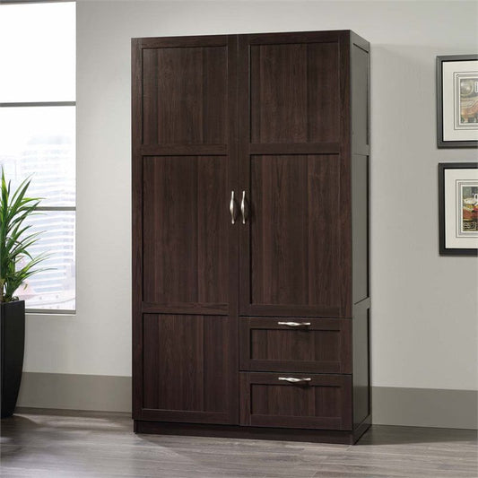 40" Wide Wardrobe Storage Cabinet, Cinnamon Cherry Finish
