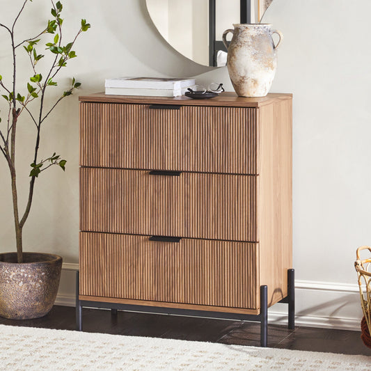 3-Drawer Chest with Reeded Drawer Fronts