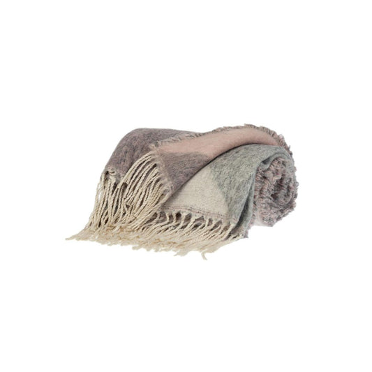 Soft Chic Pink and Gray Striped Handloomed Throw Blanket
