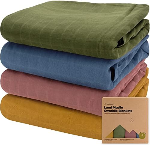 4-Pack Muslin Swaddle Blankets for Baby Boys, Girls - Organic Baby Blankets for Girl, Boy, Baby Swaddle Blanket Unisex, Receiving Blankets, Swaddles for Newborns, Newborn Baby Essentials (Corals)