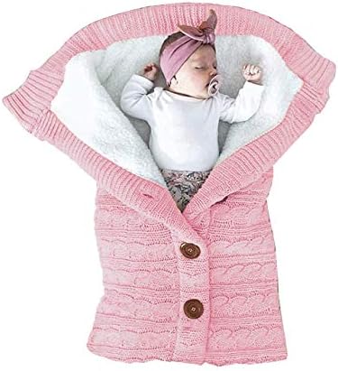 XMWEALTHY Unisex Infant Swaddle Blankets Soft Thick Fleece Knit Baby Girls Boys Stroller Wraps Newborn Baby Accessory Light Pink