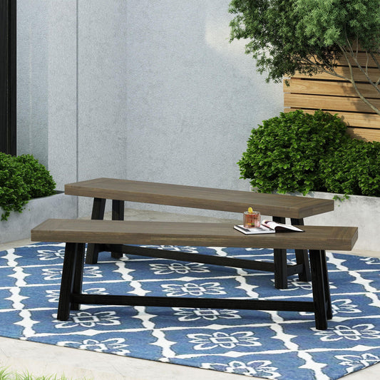 Acacia Outdoor Bench - Gray / Black