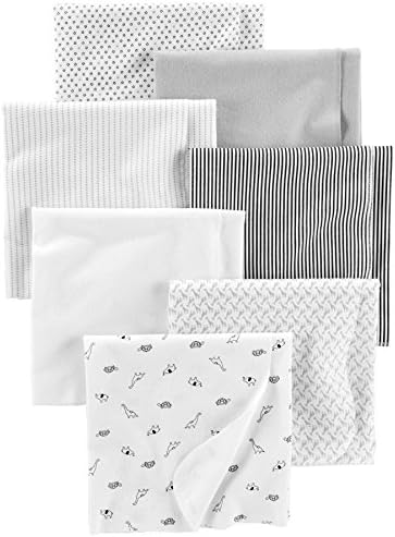 Simple Joys by Carter's Unisex Babies' Muslin burp cloths, Pack of 7, Grey/White/Black, One Size